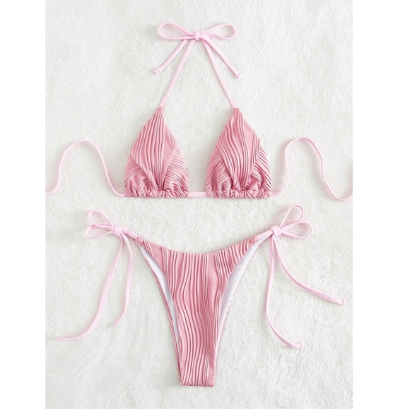 Pink Bikini Swimsuit Textured - Picture 3 of 8